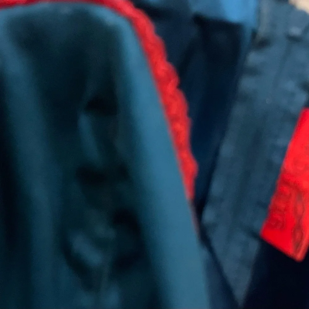 Teal Dress with Red Floral Accents pinup couture - Picture 3 of 3